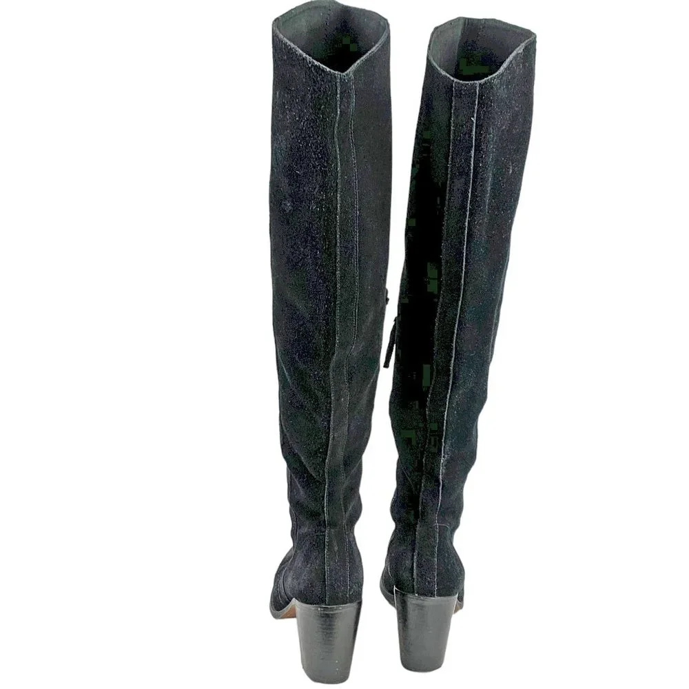 Anthropologie LATIGO Jukebox Black Suede Over the‎ Knee Heel Boots